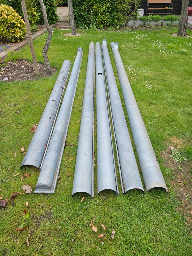 6 x zinken regengoot, Ophalen, Gebruikt, Zink, 80 mm of meer