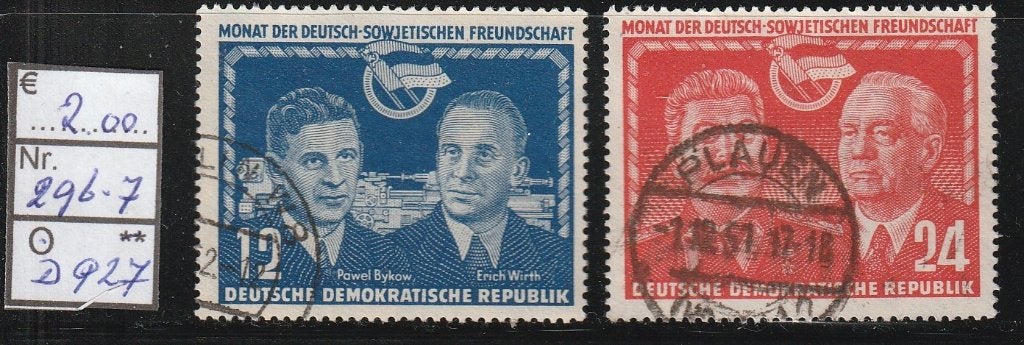 DDR Duits-Russische Vriendschap Michel 296-7 Nr.D927g, Verzenden, DDR, Gestempeld