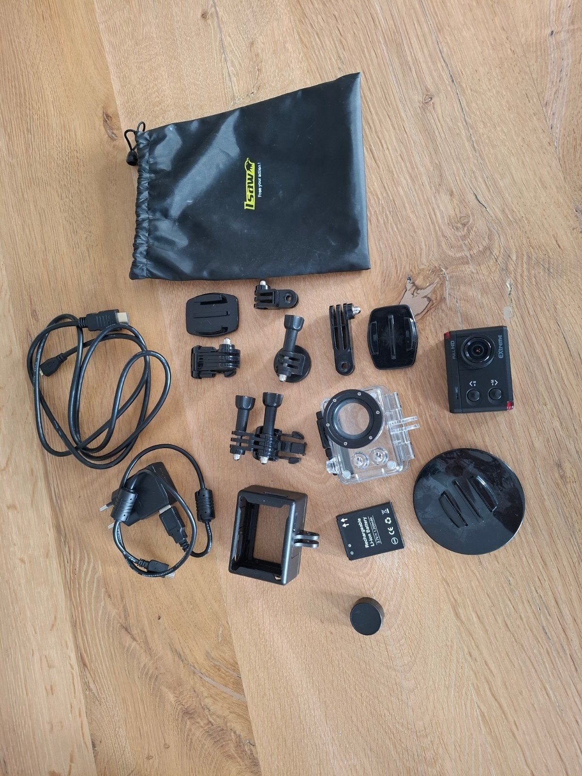ISaw Extreme Full HD 60FPS Action Camera met accessoires, Ophalen of Verzenden