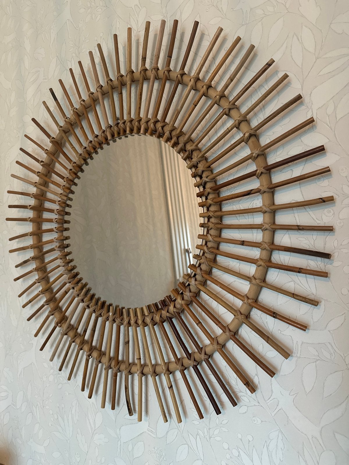 Rotan spiegel - Rond en stijlvol, Ophalen, Rond, Minder dan 100 cm