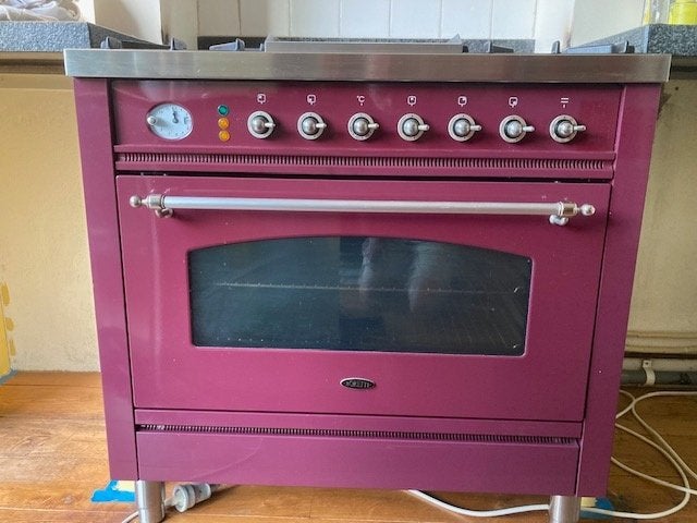 Boretti 4 pits met Frytop Bordeaux rood, Witgoed en Apparatuur, Fornuizen, Ophalen, Gebruikt, 60 cm of meer, Grill
