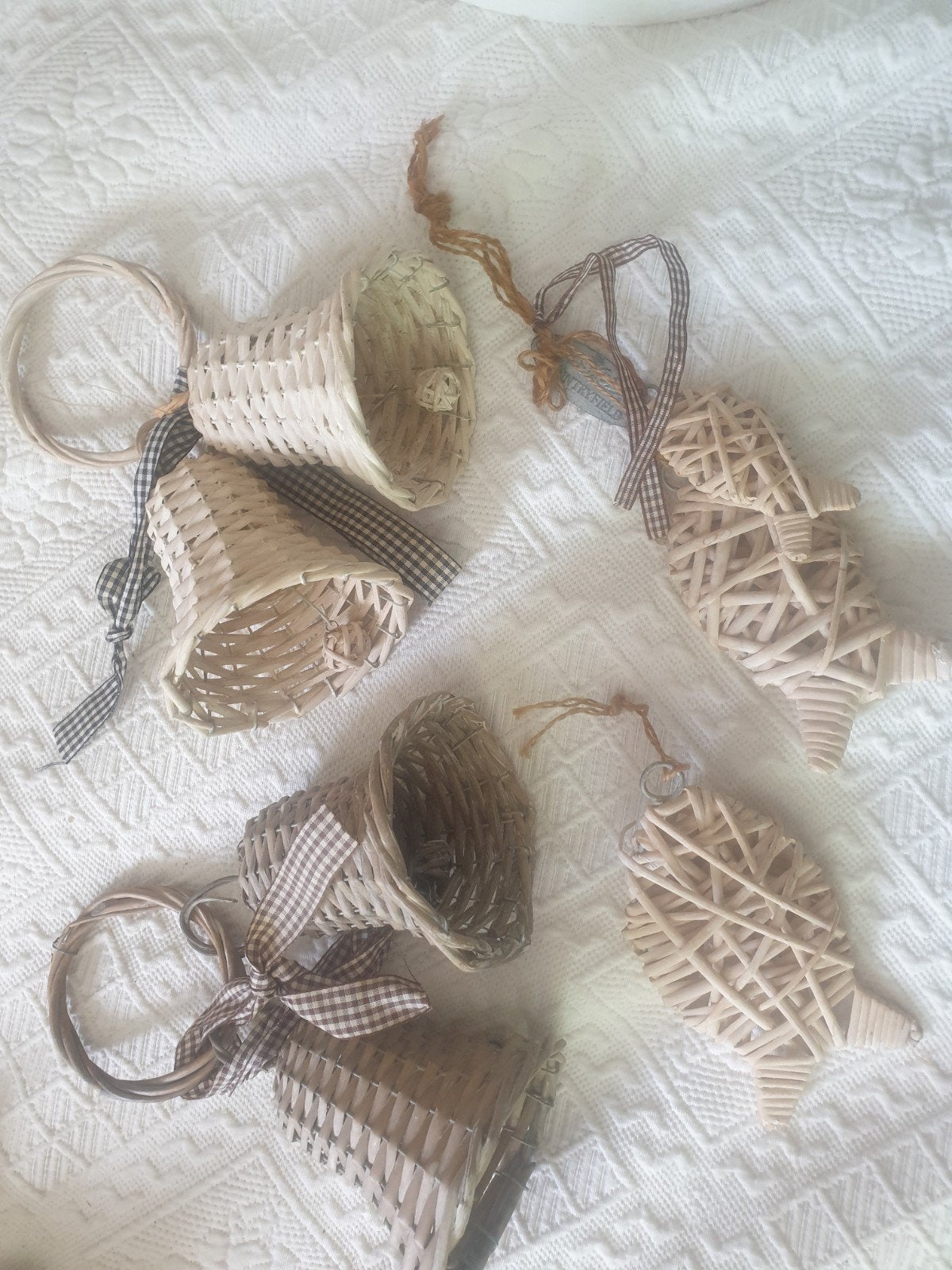 Rotan hangers set - Boho decoratie, Gebruikt, Beige, Boho, Ophalen of Verzenden