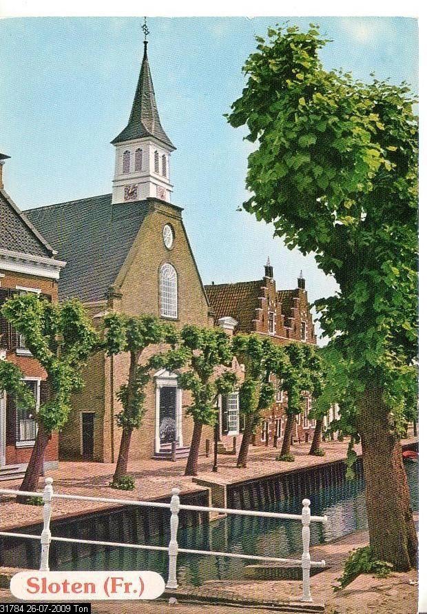 Ansichtkaart	Sloten	Kerk, Verzenden, 1960 tot 1980, Gelopen, Friesland