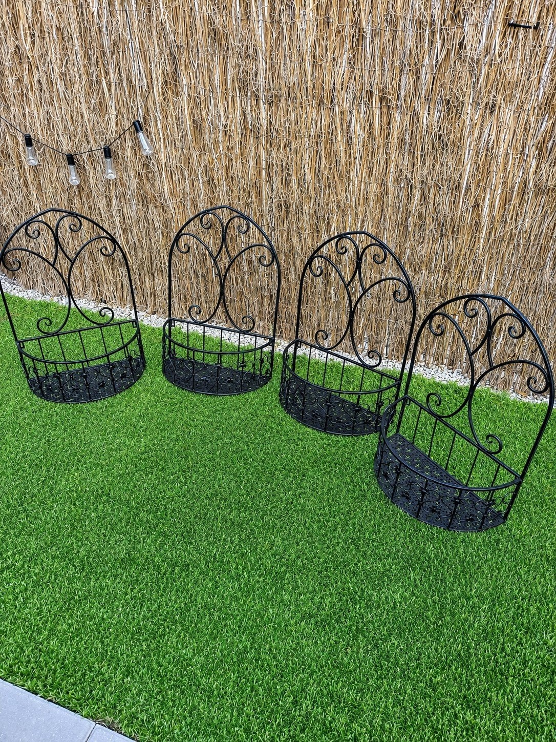 4 decoratieve metalen plantenbakken / wandbakken – zwart –, Ophalen, Metaal