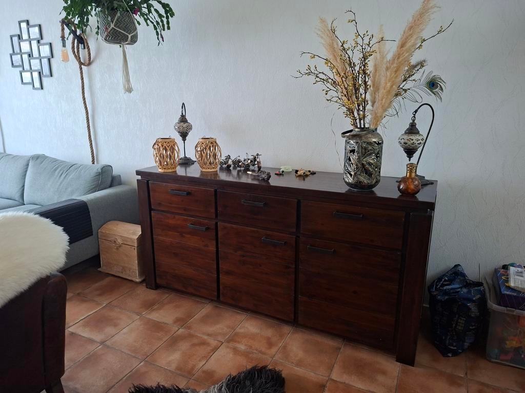 Dressoir  acacia hout 180x50.. 68.5 hoog, Huis en Inrichting, Kasten | Dressoirs, Ophalen of Verzenden, Gebruikt, 25 tot 50 cm