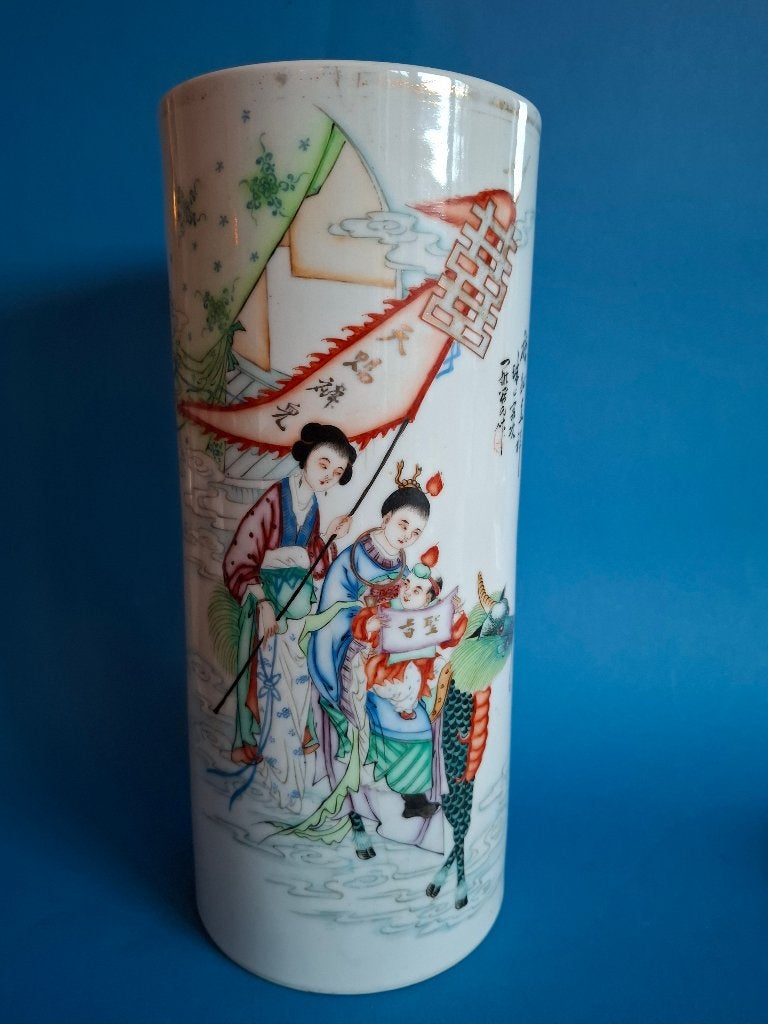 Antiek Chinees porseleine vaas 28,5 cm, Ophalen of Verzenden
