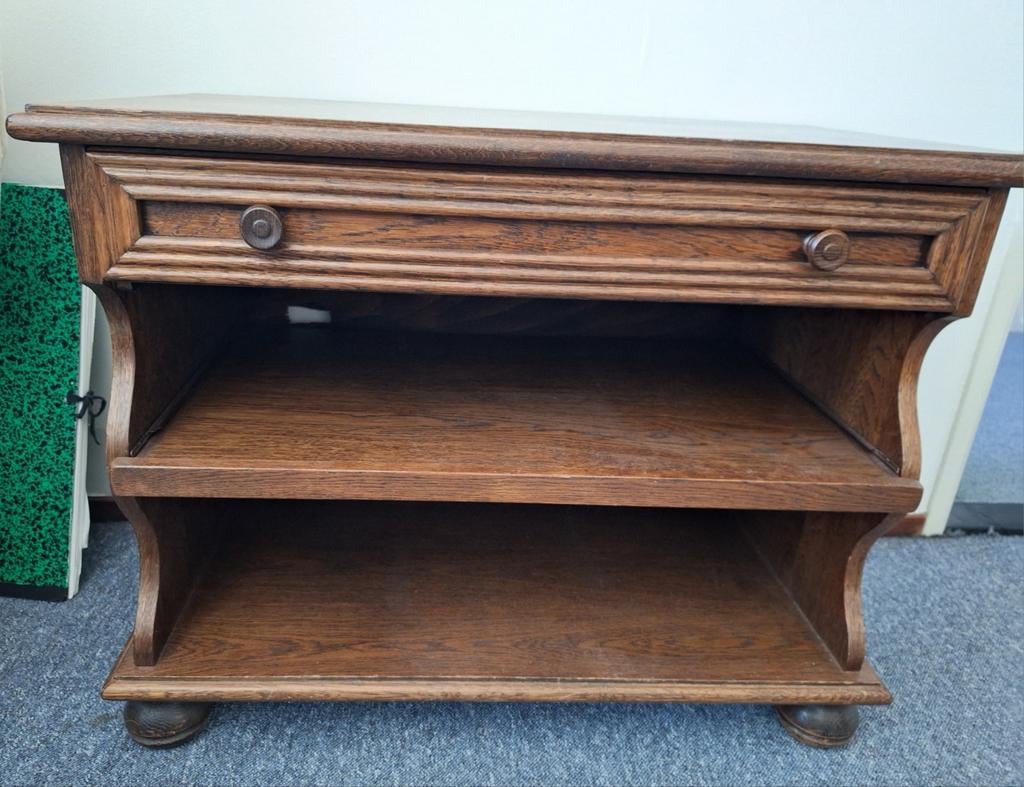Eikenhouten kastje met lade en open vakken - 80x60x45 cm, Huis en Inrichting, Kasten | Ladekasten, Ophalen, 25 tot 50 cm, 50 tot 100 cm