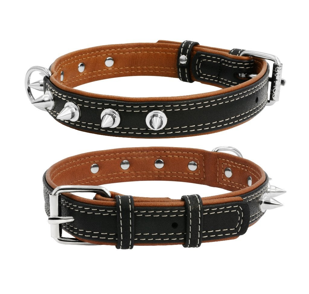 WAUDOG Soft Spiked Halsband Leder Zwart Nek 38-49 cm -40%!!!, Ophalen of Verzenden, Handgemaakt, Nieuw