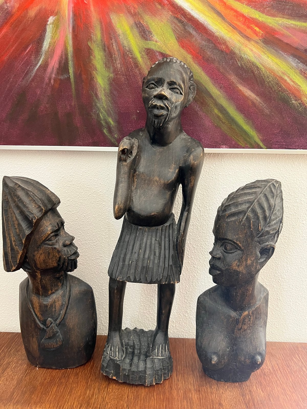 Surinaamse Houtsnijwerk Beelden - Handgemaakte Kunst, Ophalen, Groep mensen, Handgemaakt, Beeld