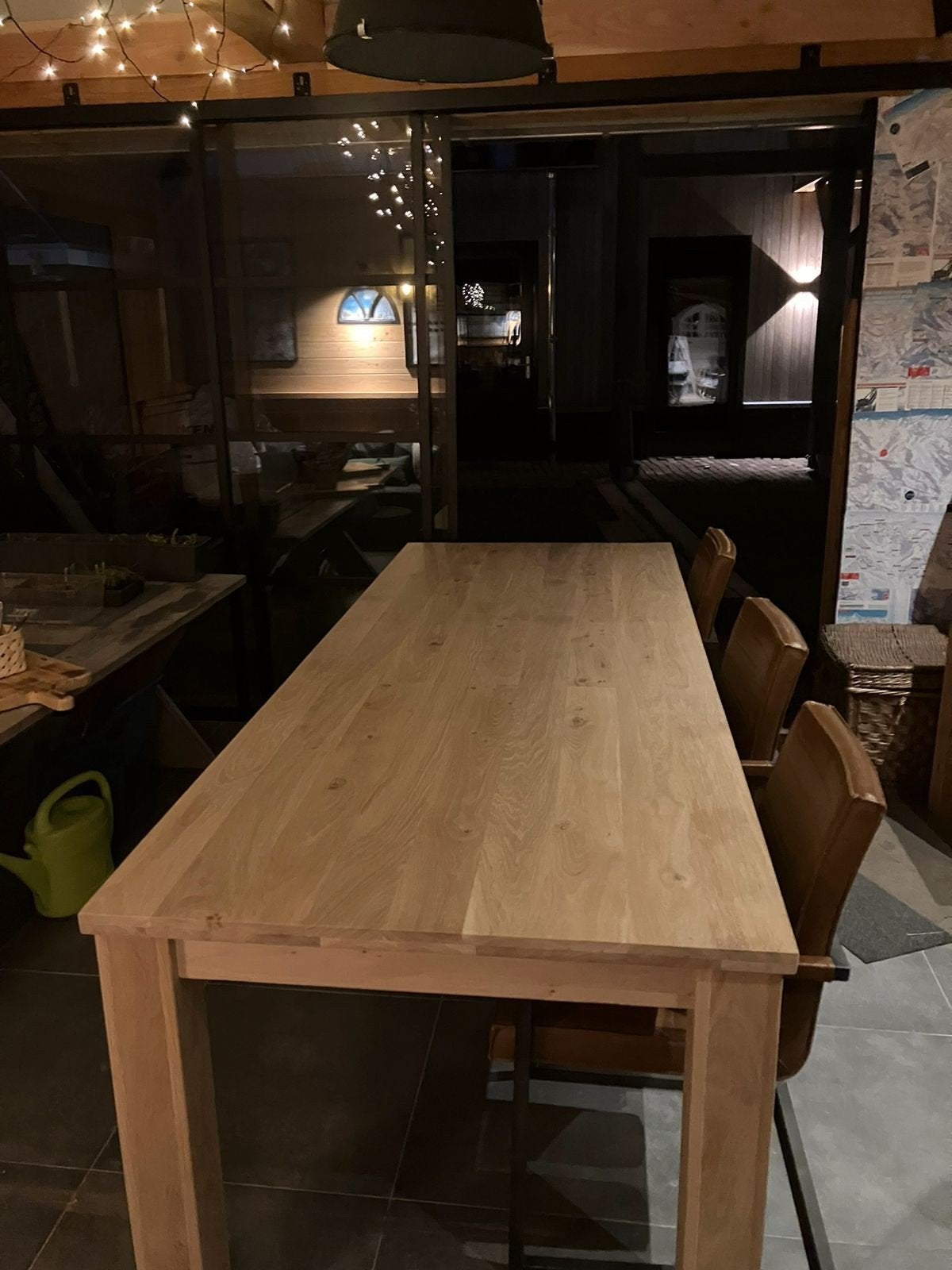 Grote eiken tafel 240 x 100 cm nieuw onbehandeld, Huis en Inrichting, Tafels | Eettafels, Ophalen, Gebruikt, Eikenhout, 200 cm of meer