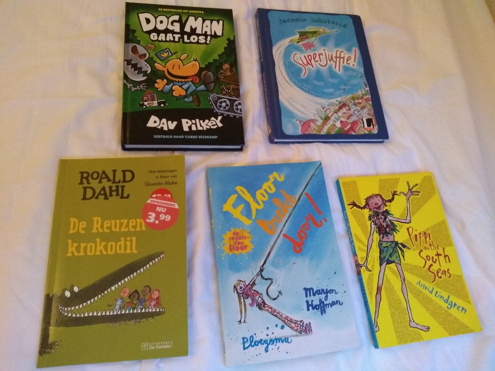 Pakket kinderboeken; Dog man, Superjuffie, Floor,Ronald Dahl, Boeken, Ophalen of Verzenden, Zo goed als nieuw