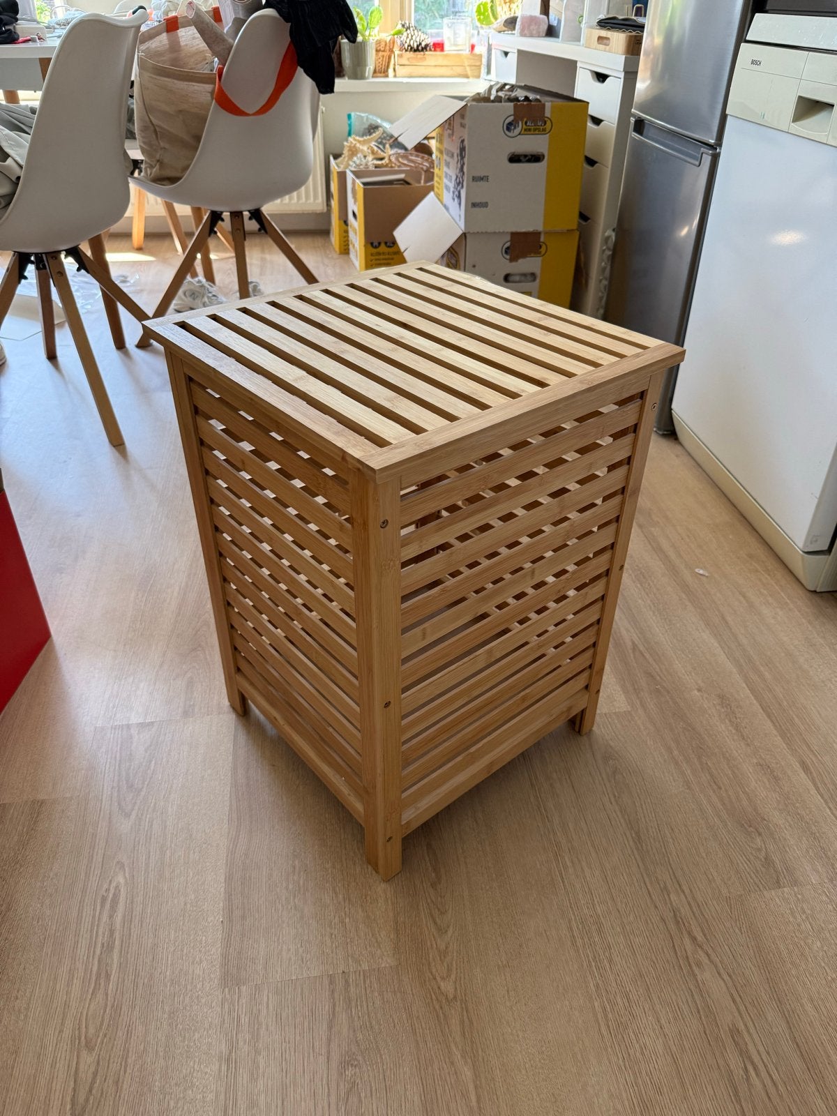 Bamboe Wasmand - 57x42x42 cm, Ophalen, Zo goed als nieuw, Bruin, Natuurlijk materiaal