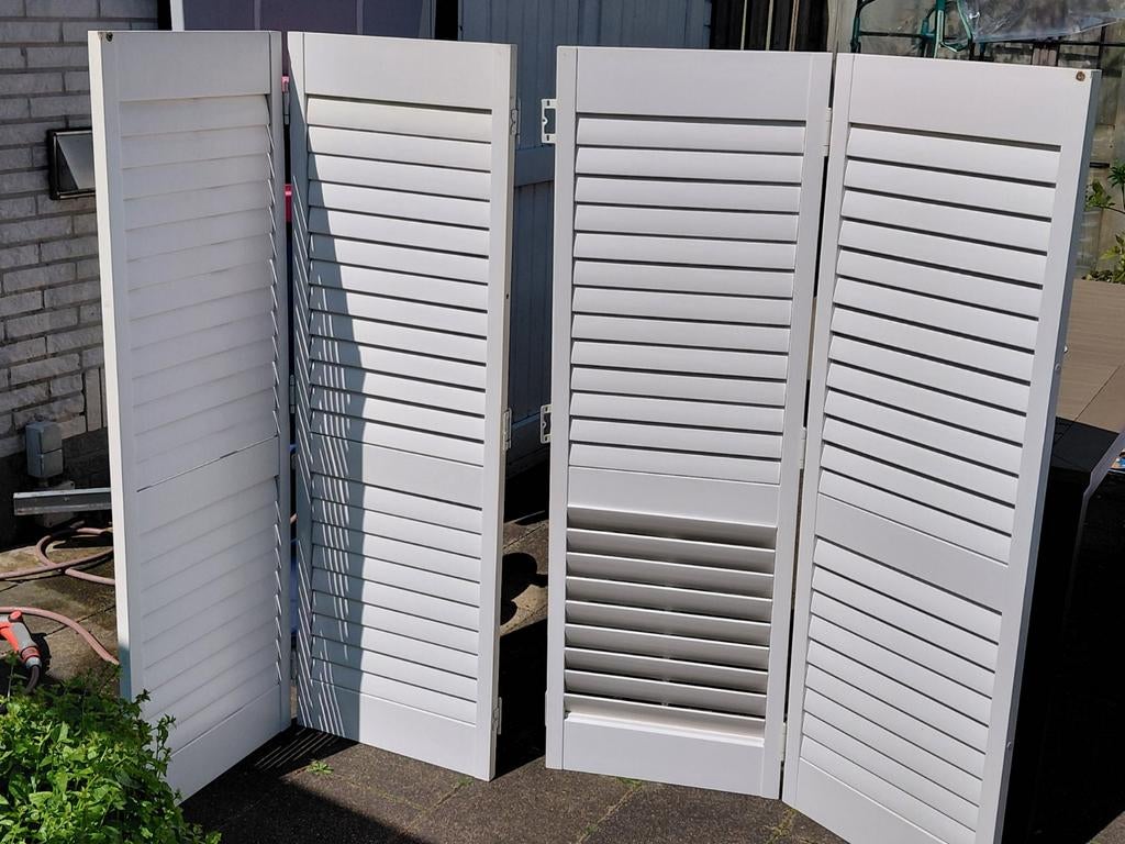 Witte houten luiken met lichte verkleuring, shutters, Ophalen, Gebruikt, 80 tot 100 cm, Overige typen