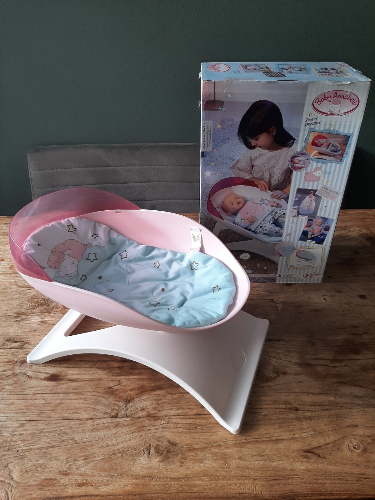 Zgan poppenbedje poppenwiegje schommelstoel, Ophalen of Verzenden, Zo goed als nieuw, Babypop
