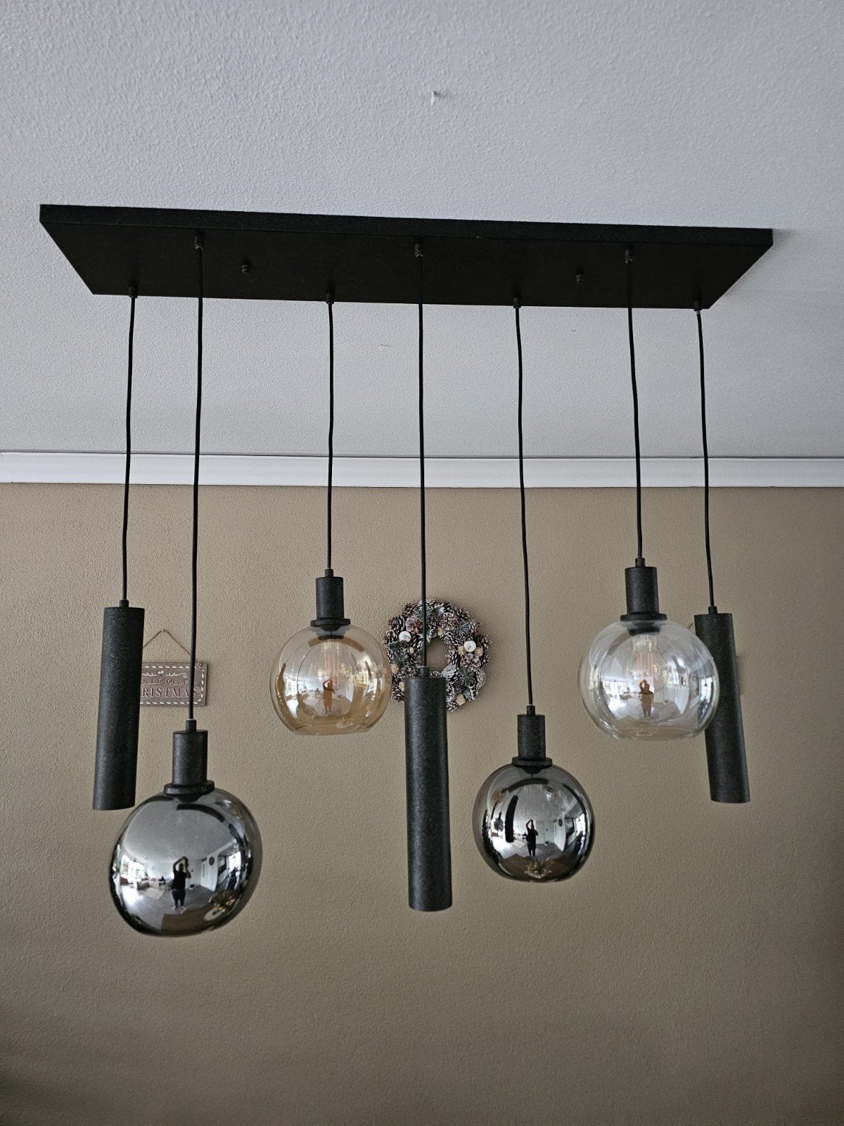 Moderne Artic hanglamp 4+3 lichts met 7 bollen, Ophalen of Verzenden, Zo goed als nieuw, Glas