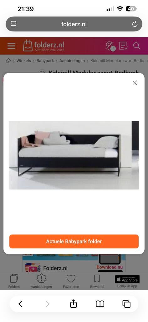 Kidsmill Modular bedbank zwart 90x200, Kinderen en Baby's, Kinderkamer | Commodes en Kasten, Ophalen, 50 tot 70 cm, 105 cm of meer