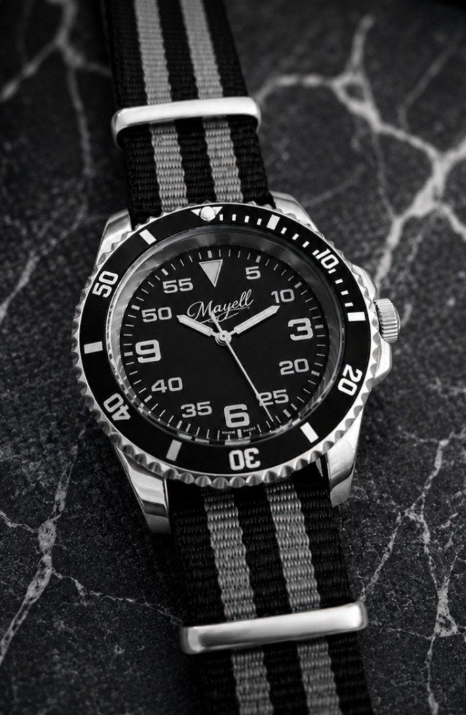 Mayell duikhorloge met NATO bandje seiko vh31, Overige merken, Staal, Polshorloge, Nieuw