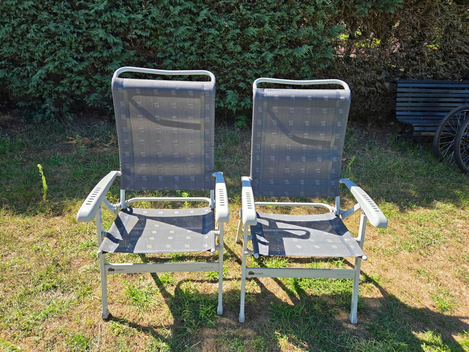 2 XL Dukdalf stoelen te koop, evt nog 3 extra stoelen, Ophalen, Campingstoel