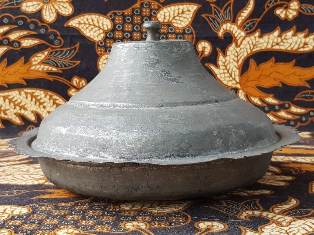 Mooie originele antieke Oosterse schaal met deksel 25,5 cm., Antiek en Kunst, Antiek | Koper en Brons, Ophalen of Verzenden, Koper