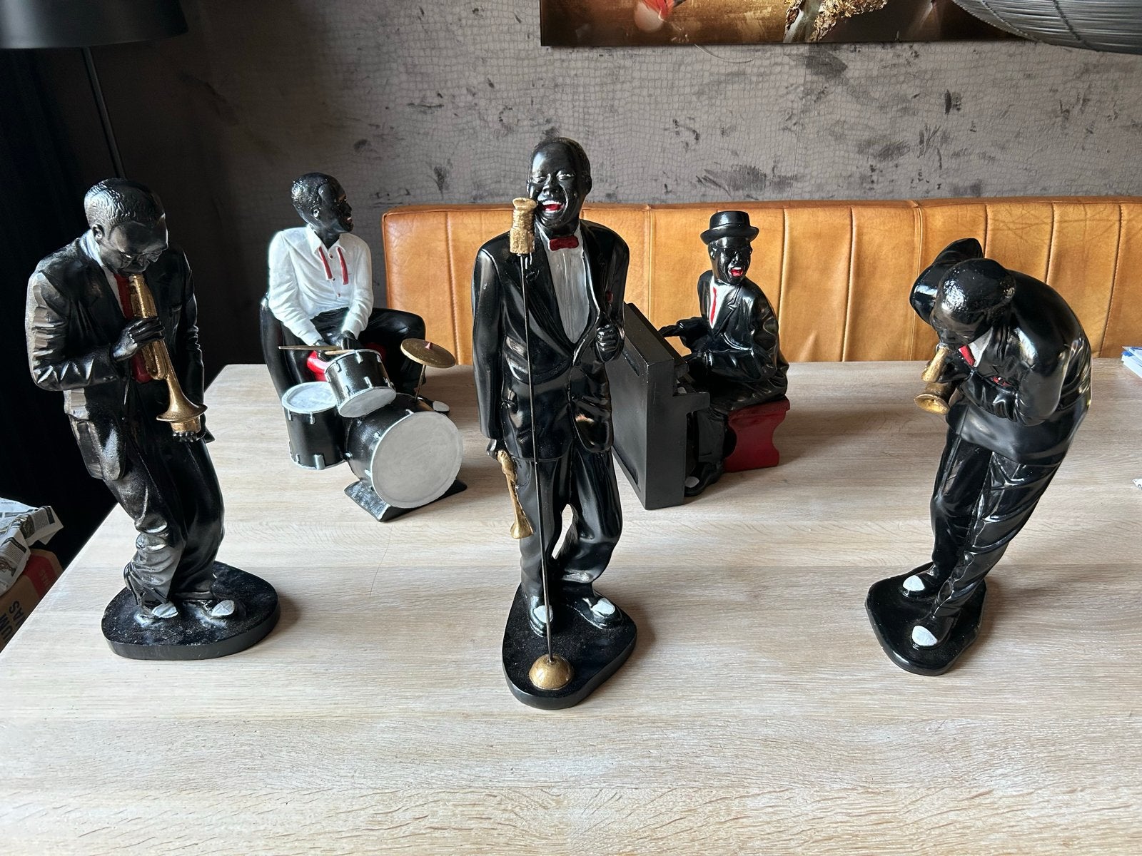Set van 5 Jazz Band Beelden - Muzikanten Decoratie, Ophalen, Groep mensen, Handgemaakt, Beeld