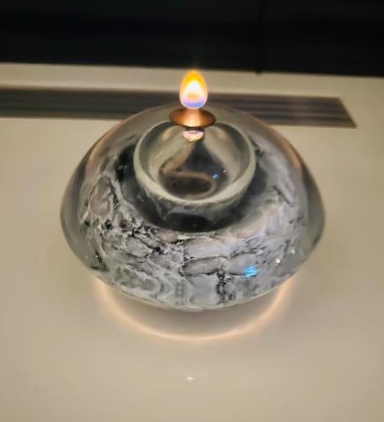 Sfeervolle olielamp met lont , als nieuw, Overige materialen, Ophalen of Verzenden, Zo goed als nieuw, Kandelaar