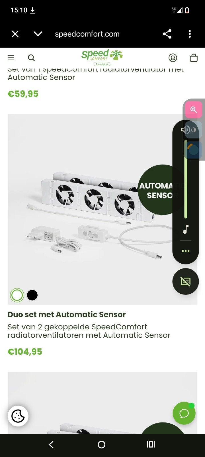 SpeedComfort Radiatorventilator Duoset met Automatic Sensor, Doe-het-zelf en Verbouw, Minder dan 30 cm, Radiator, Nieuw, Minder dan 60 cm