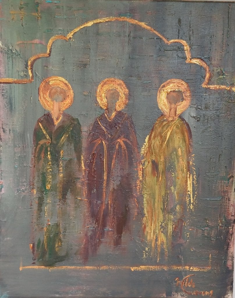 Schilderij olieverf paletmes, nieuw., Antiek en Kunst, Ophalen, Gesigneerd