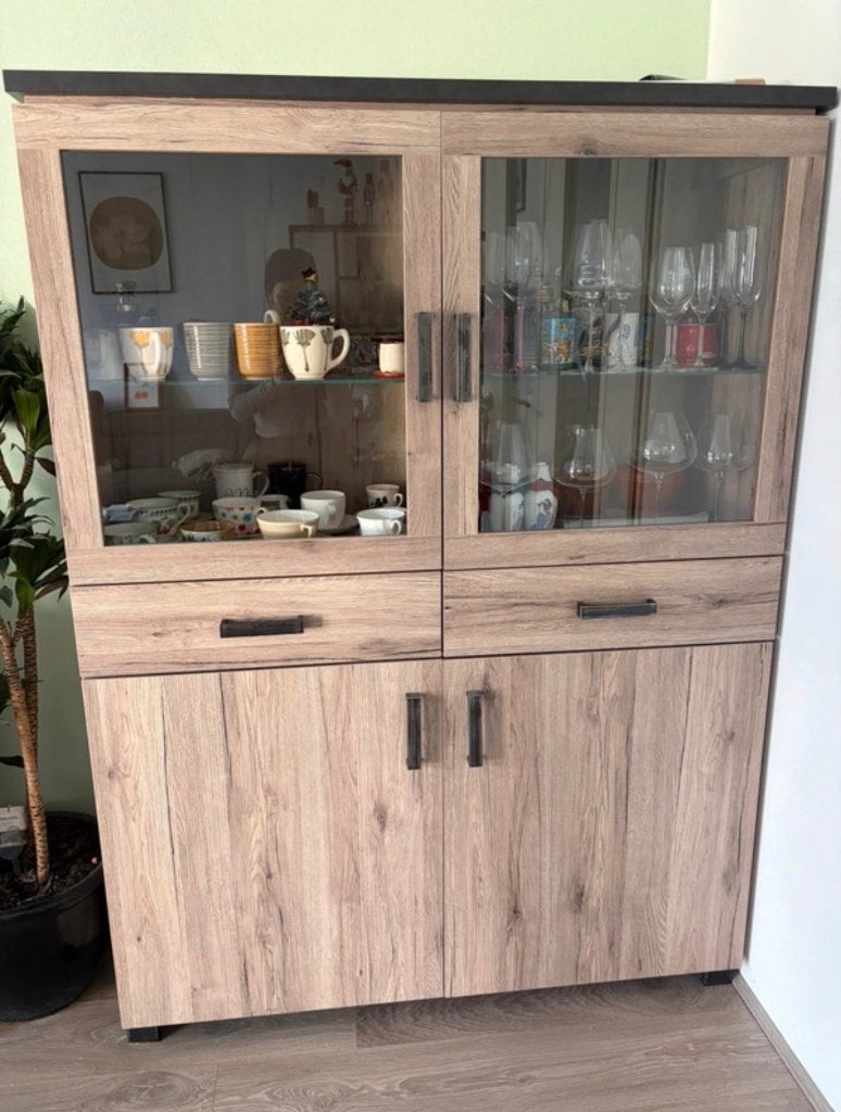 Profijt vitrinekast, Ophalen, Met deur(en), Glas, 50 tot 100 cm