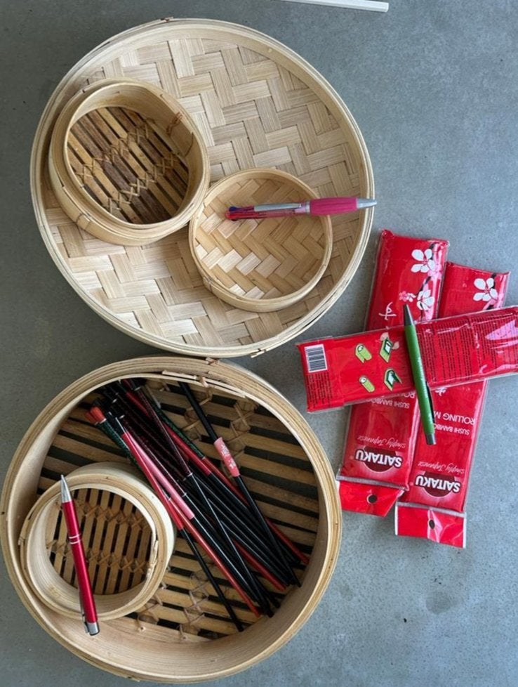 Sushi set: bamboe stoommandjes, Beige, Overige typen, Verzenden, Hout