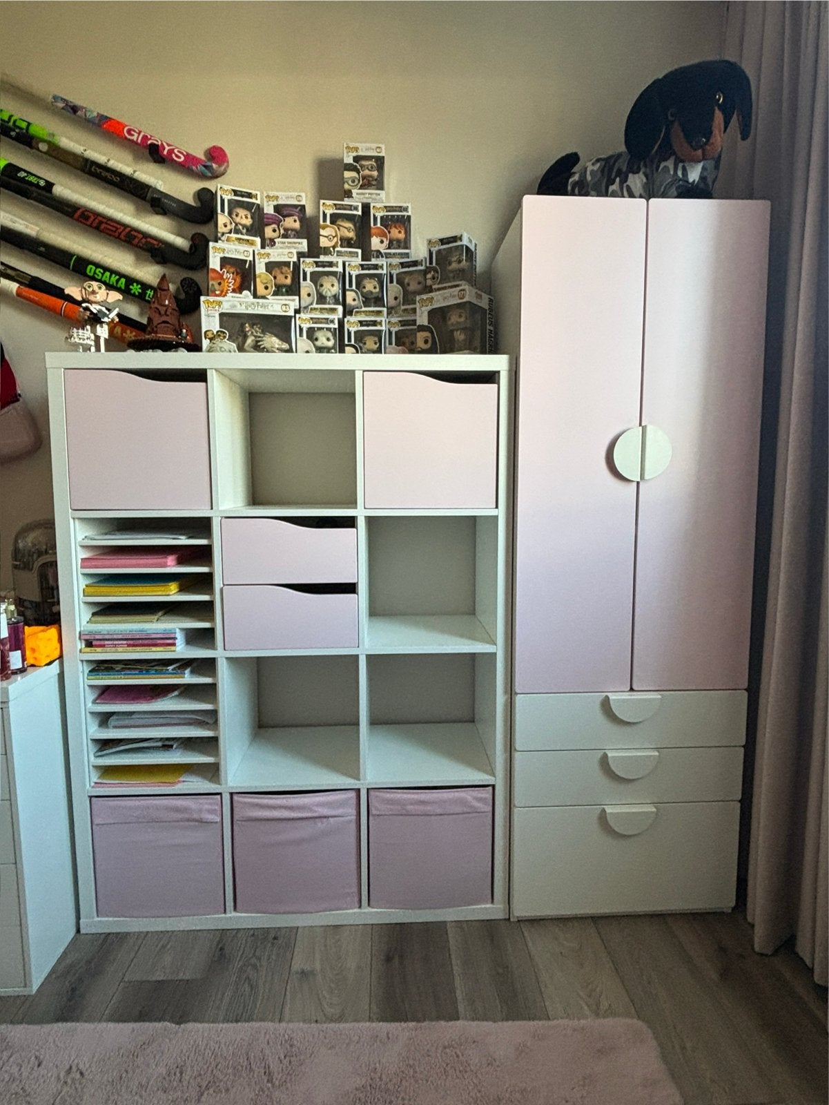 Ikea Kledingkast en Vakkenkast - Roze/Wit, Ophalen, Overige materialen, Gebruikt, 100 tot 150 cm