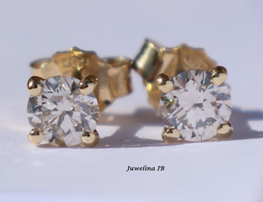 14 kt gouden oorbellen 1 ct natuurlijke diamanten briljant, Katwijk, Juwelina, Nieuw, Ophalen of Verzenden