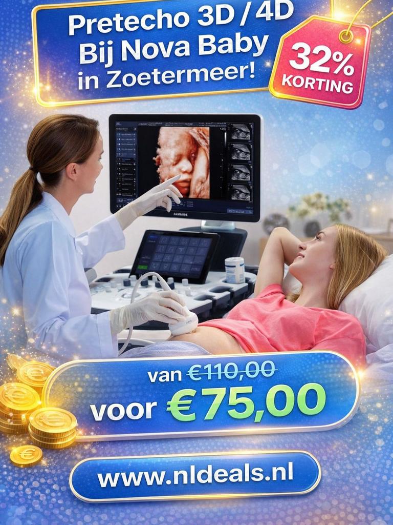 Pretecho 3D/4D bij Nova Baby in Zoetermeer - 32% korting!, Ophalen, Nieuw, Kraamcadeau