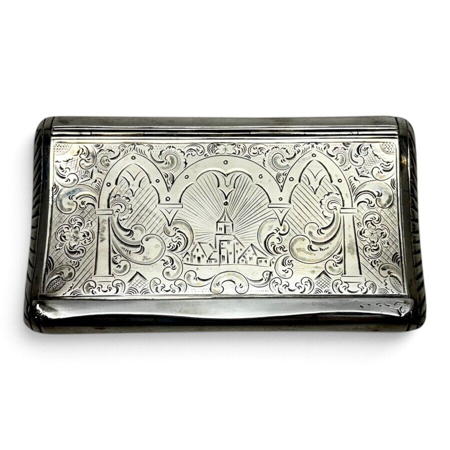 19e eeuwse zilveren tabaksdoos, vermaakt tot lepeldoos, Antiek en Kunst, Ophalen of Verzenden, Zilver