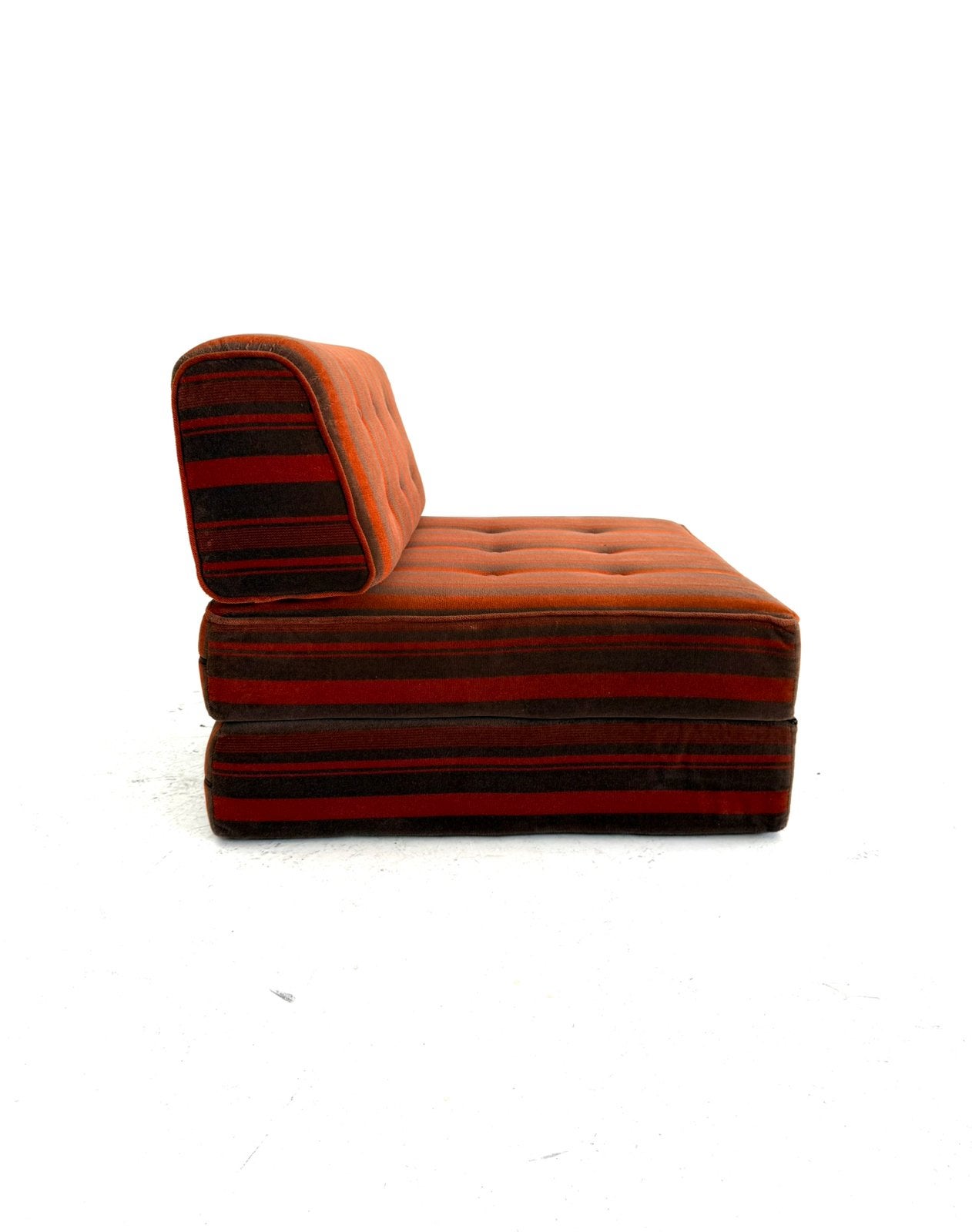 Vintage slaapfauteuil, Duitsland ‘80, Vintage retro buisframe design rotan webbing papercord deens, 75 tot 100 cm, Ophalen of Verzenden