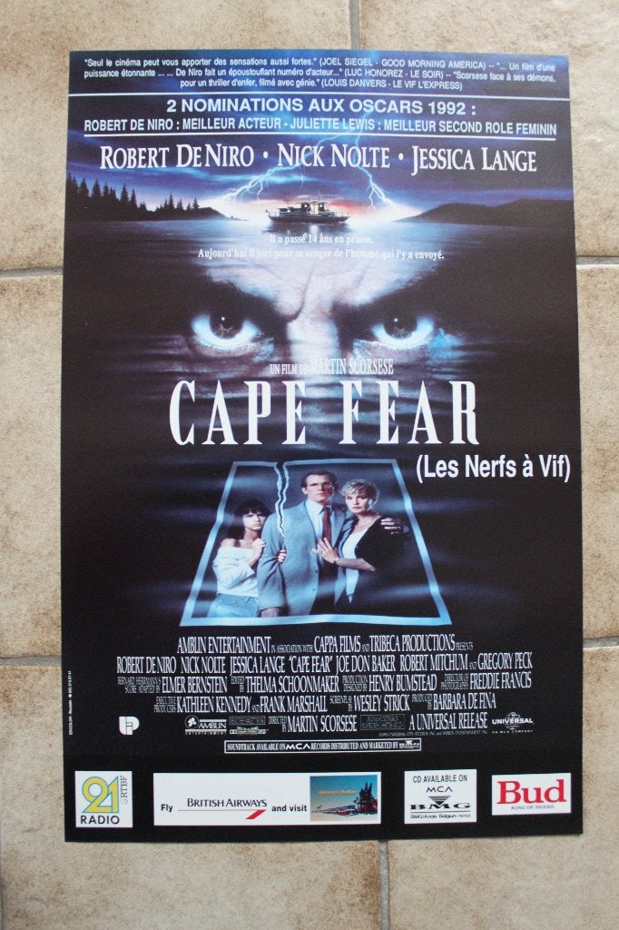 filmaffiche Robert de Niro Cape Fear 1991 filmposter, Rechthoekig Staand, Ophalen of Verzenden, Zo goed als nieuw, A1 t/m A3