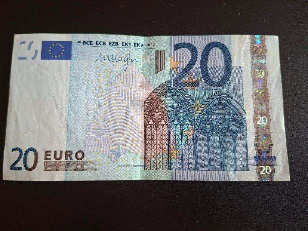 2002 Nederland 20 euro oude serie Draghi printcode R016, Postzegels en Munten, Bankbiljetten | Europa | Eurobiljetten, Verzenden