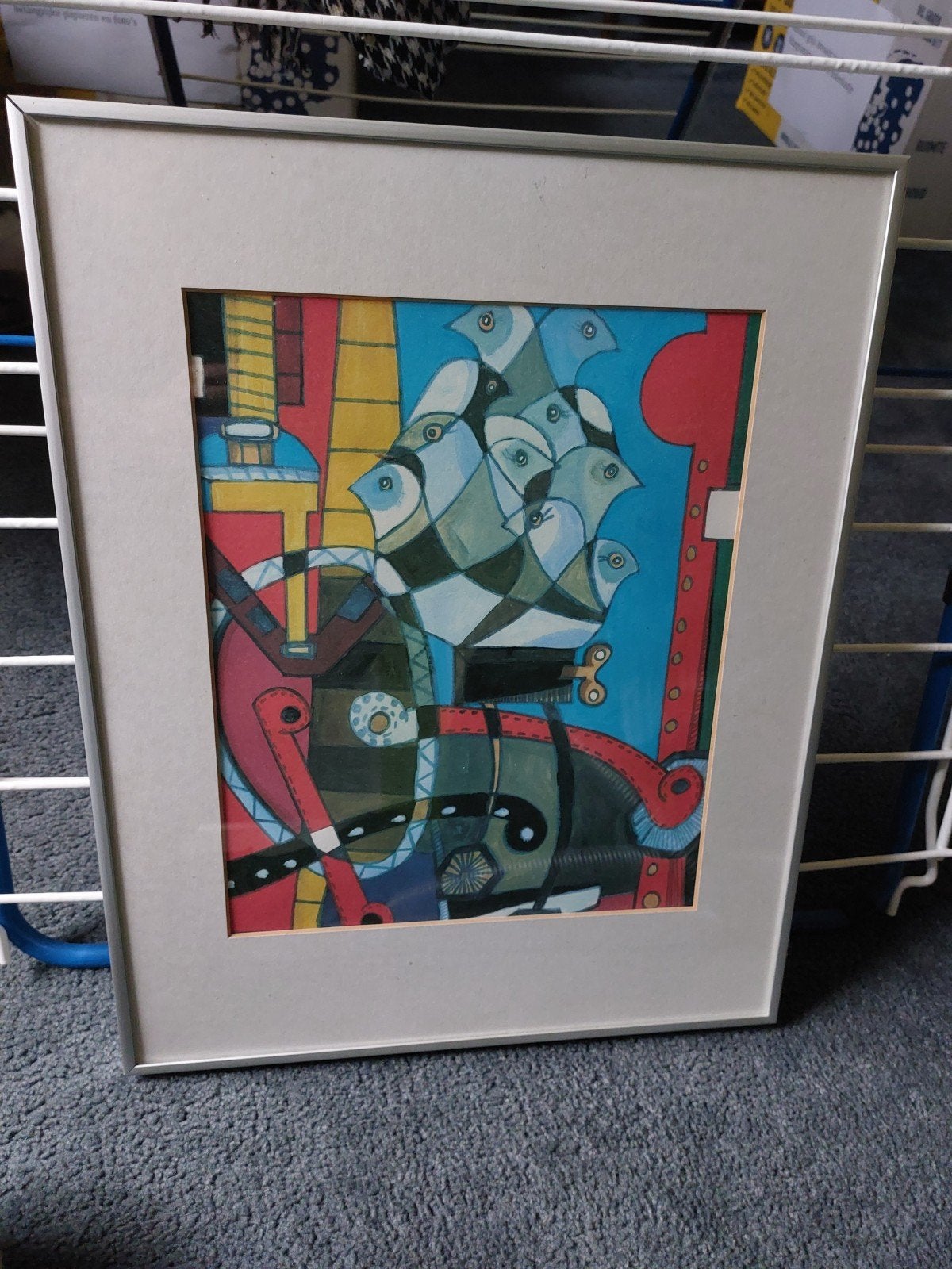 Abstracte kunstprint met elementen, Ophalen of Verzenden