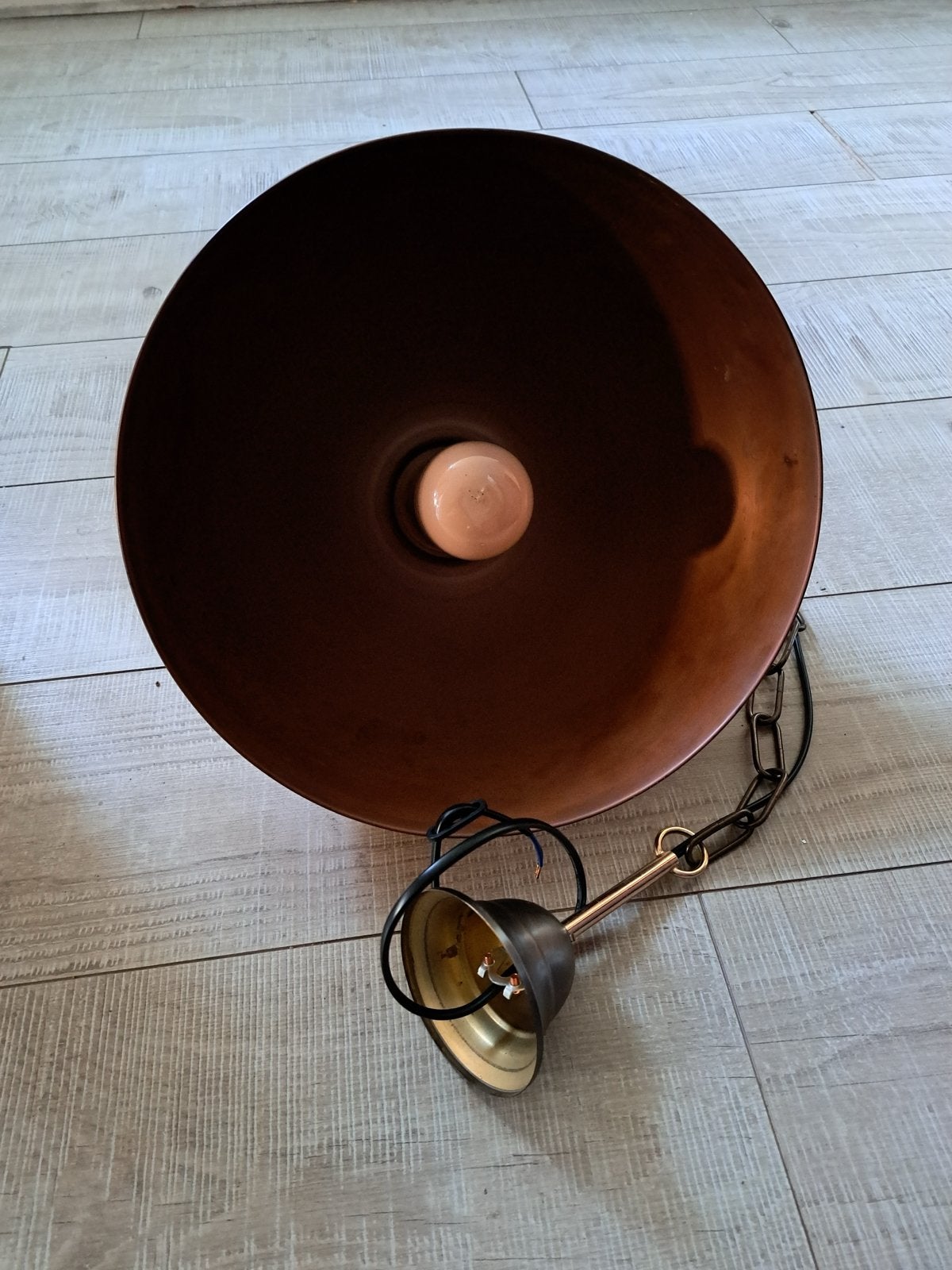 Koperen hanglamp en wandlamp - Industriële stijl, Ophalen, Gebruikt, Metaal