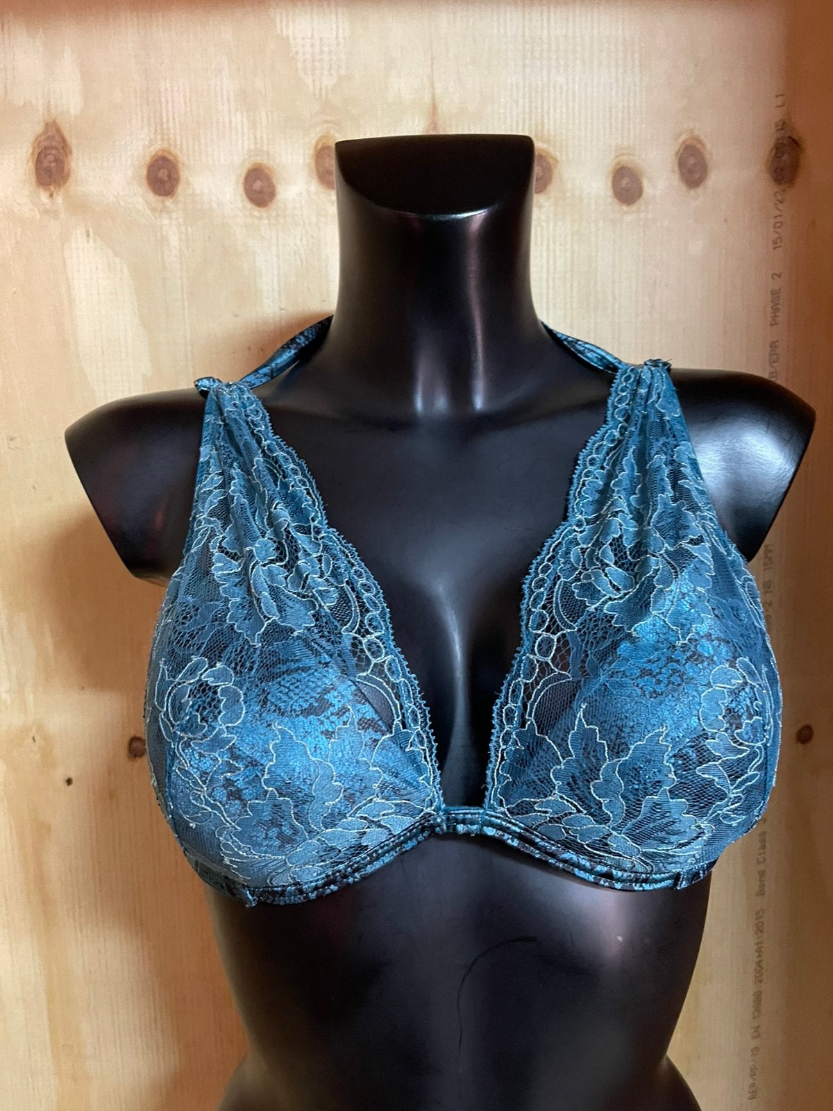 Valery halter Bh Maat 75b - 80c Model petrolio lace, Verzenden, Blauw, BH