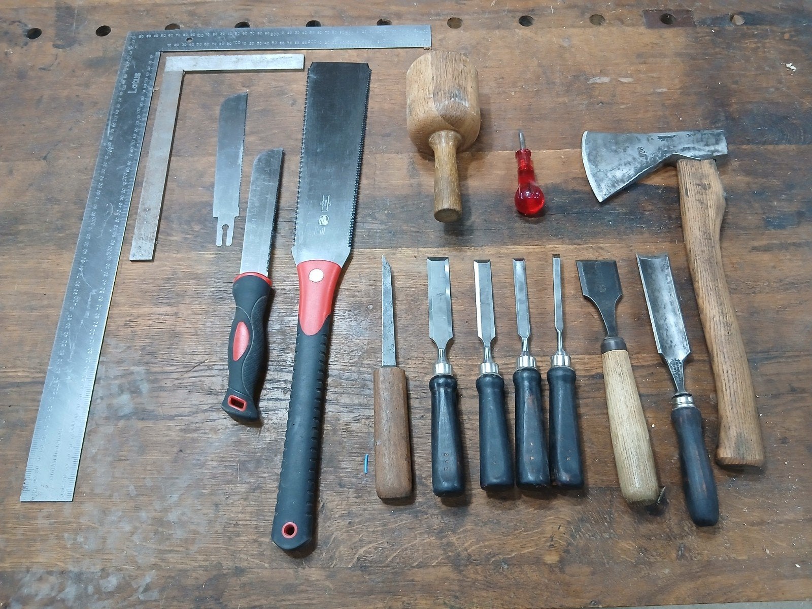 Mooi setje meubelmaker en timmermans gereedschap. scherp!, Ophalen of Verzenden