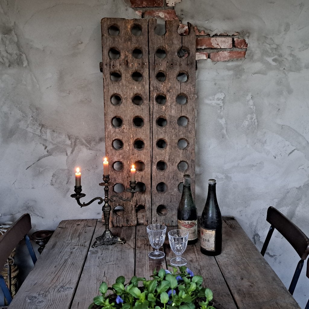 Oud brocante doorleefd Frans houten flessenrek *Etage3*, Ophalen, Gebruikt, ., .