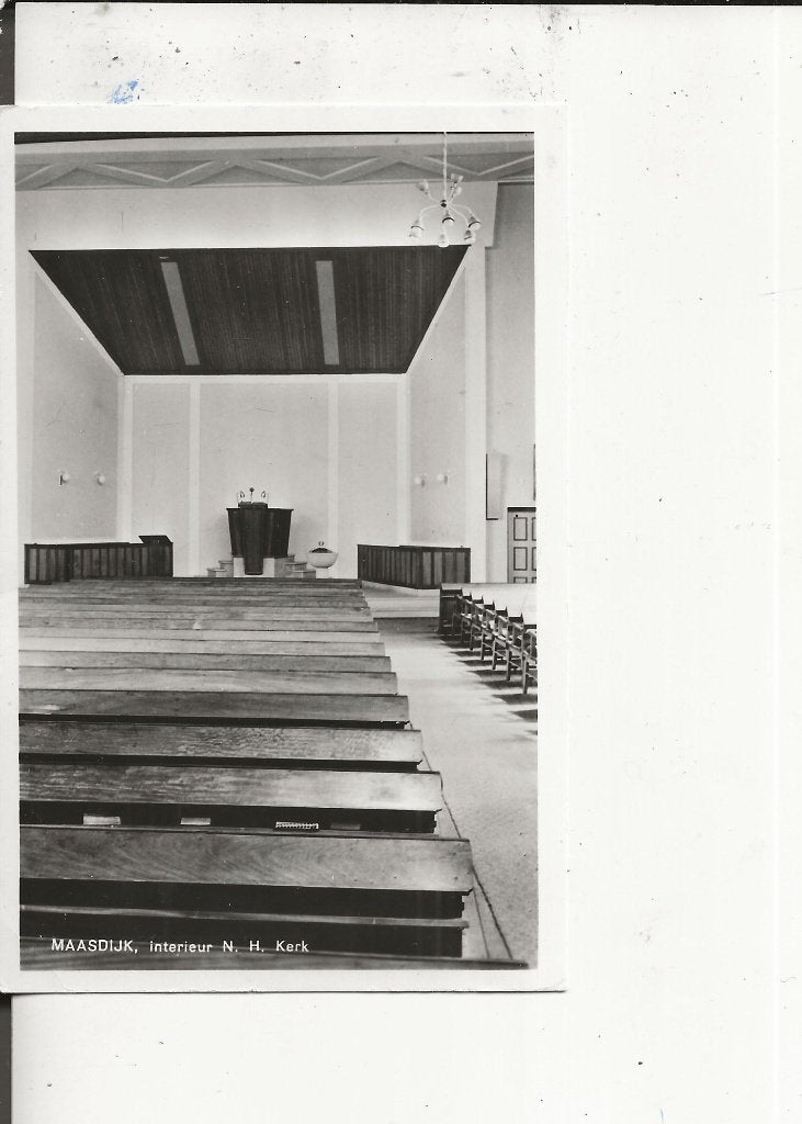 Maasdijk Ned Herv Kerk Interieur, Ophalen of Verzenden, 1960 tot 1980, Ongelopen, Zuid-Holland