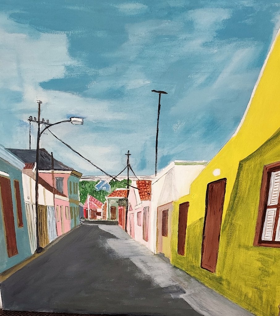 Straatje Curacao, Huis en Inrichting, Ophalen, Nieuw, Schilderij, 50 tot 75 cm