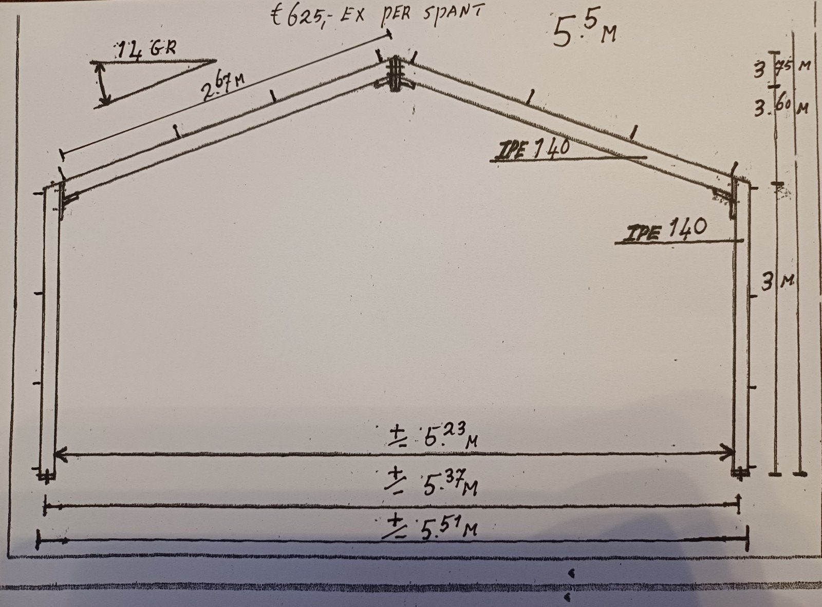 Loods Spanten Garage 5.5m nr Vergunningsvrij ! !, Ophalen, Nieuw