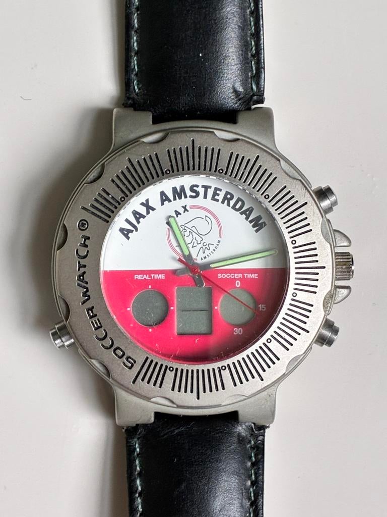 Vintage Soccer Watch_Ajax Horloge_Uniek Fan Item, Overige merken, Leer, Staal, Polshorloge