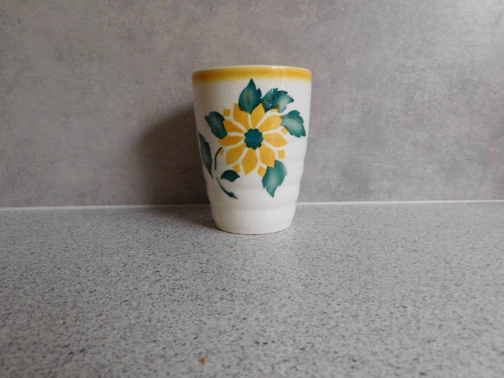 Mok Spongeware Zonnebloem Handmade, Overige merken, Keramiek, Landelijk/Boerenbont, Zo goed als nieuw