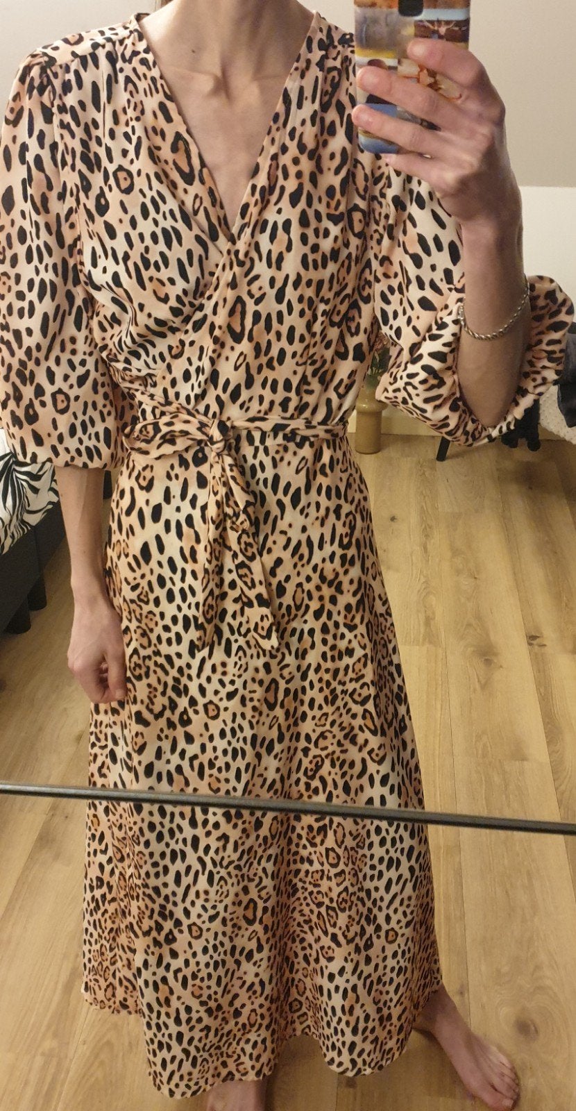 Lange zomerjurk, panterprint, LolaLiza, maat XS, zgan, Kleding | Dames, Ophalen of Verzenden, Zo goed als nieuw, Roze, Maat 34 (XS) of kleiner
