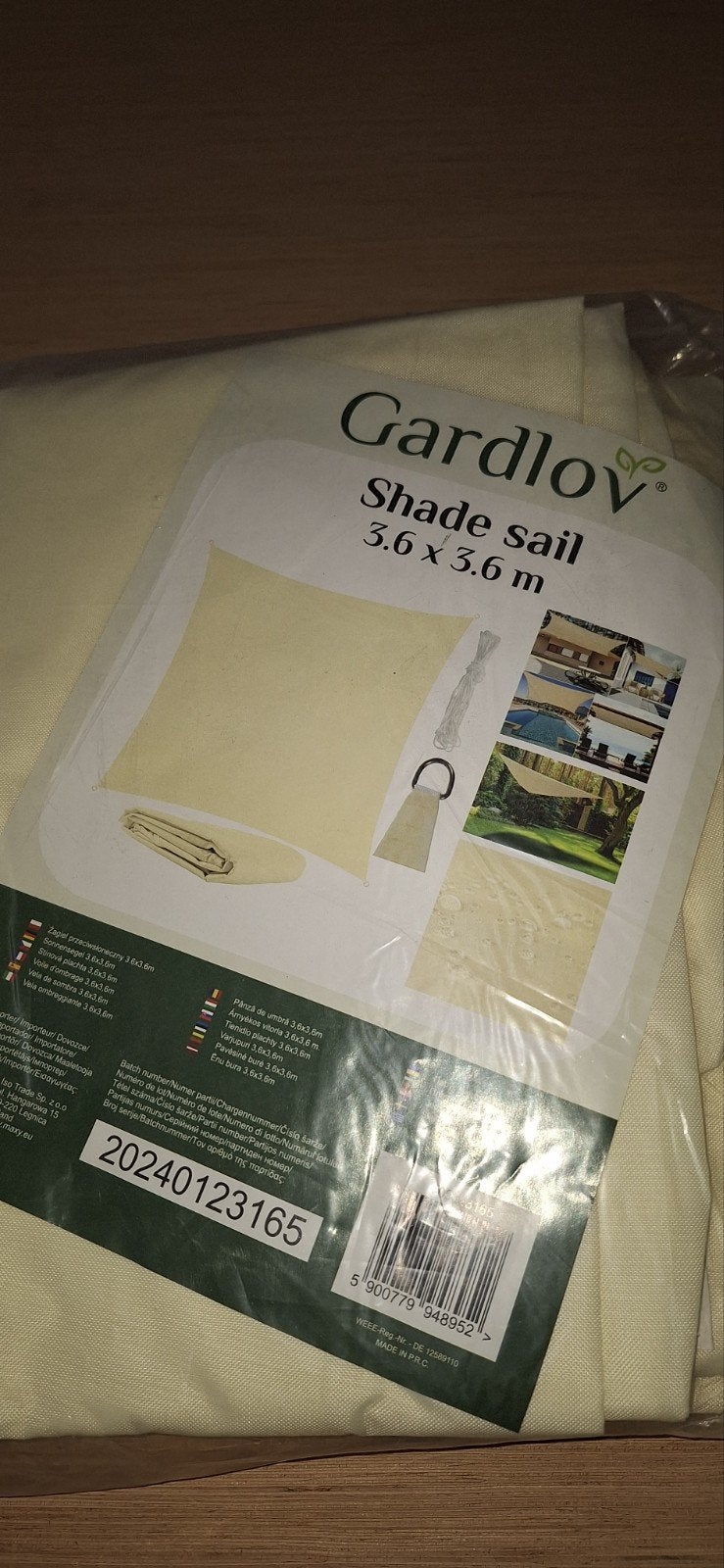 Nieuw Gardlov Schaduwdoek 3.6x3.6m - Beige, U, Nieuw, <, Ophalen of Verzenden