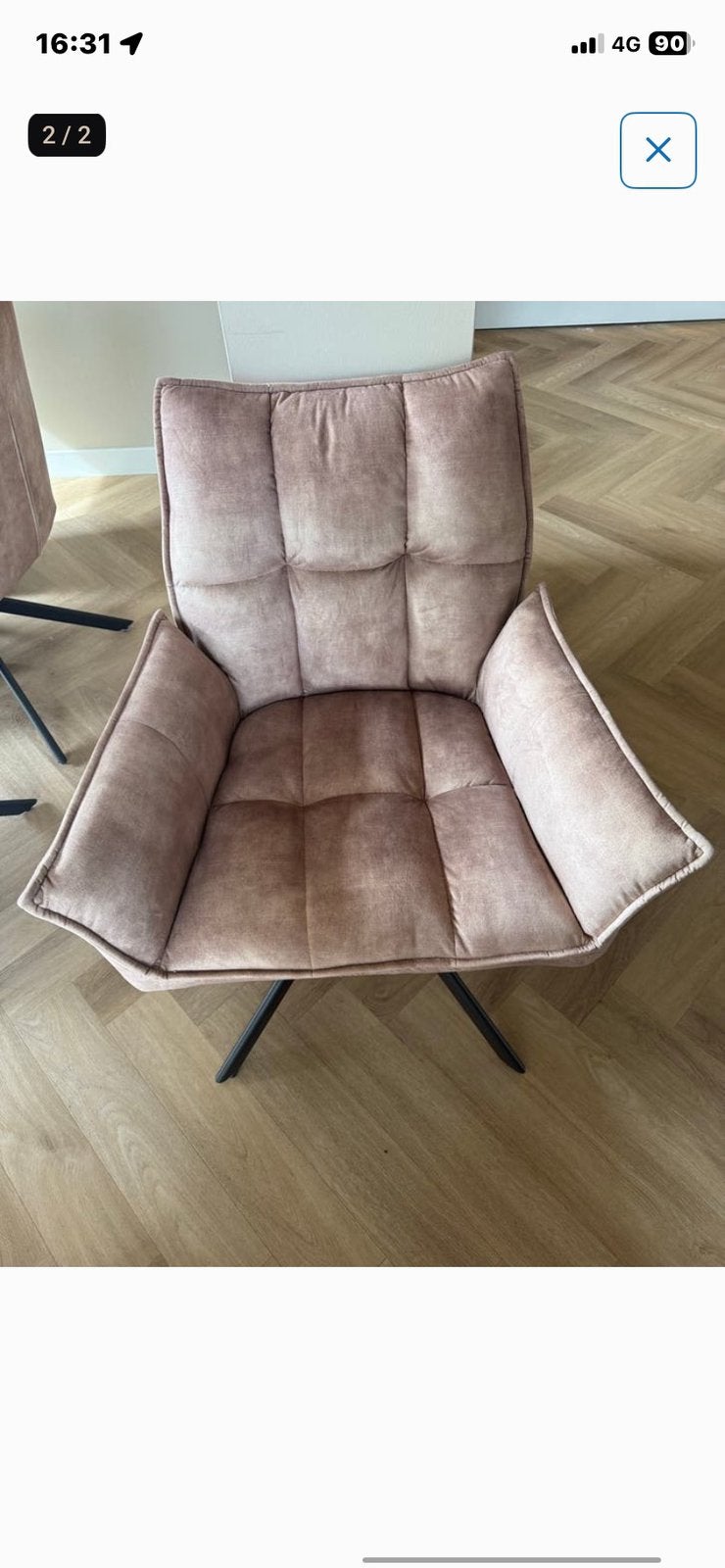 6x draaibare velvet stoelen, Ophalen, Zo goed als nieuw, Minder dan 50 cm