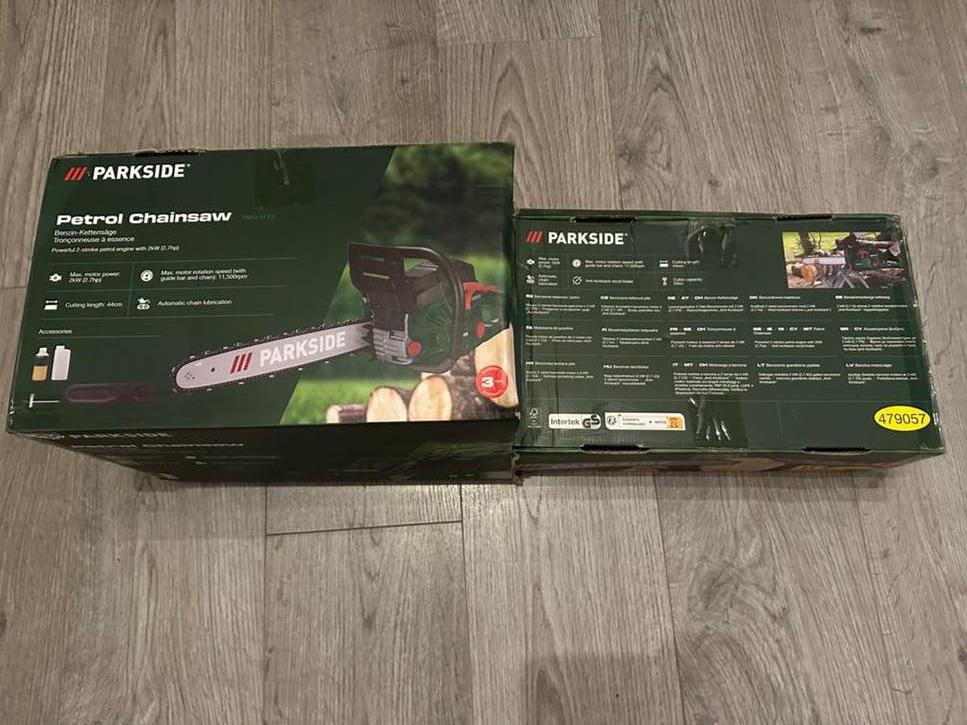 Parkside Benzine Kettingzaag - Nieuw in Doos, Doe-het-zelf en Verbouw, Gereedschap | Zaagmachines, Ophalen, 70 mm of meer, Kettingzaag